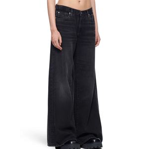 Jeans Femme Baggy Taille Basse Coupe Large Noir Délavé Style Boyfriend Y2K Décontracté Sexy – Vente en Gros OEM pour Marques de Mode - Product Image 2