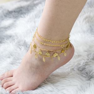 Ason Tobillera de Acero Inoxidable con Baño de Oro de 18k en Forma de Hoja, Impermeable, para Niñas y Mujeres - Product Image 1