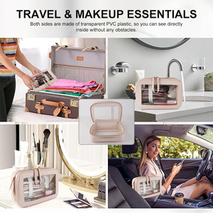 Tùy Chỉnh Rõ Ràng Trang Điểm Túi Nữ PVC Trong Suốt PU Trang Điểm Bàn Chải Vẻ Đẹp Chăm Sóc Da Pouch Mỹ Phẩm Vệ Sinh Cá Nhân Túi - Product Image 6