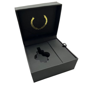 Luxury <b>Black</b> PU Leather Perfume Bottle Gift <b>Box</b>, Custom Logo Magnetic Perfume Packaging <b>Box</b> with Foam Insert - Product Image 1