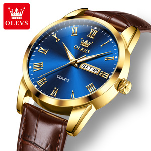 <span class=keywords><strong>Montre</strong></span> <span class=keywords><strong>Homme</strong></span> OLEVS 5892, Fabrication OEM, Logo Personnalisé, Bracelet en Cuir, Vente en Gros, Bracelets de Luxe Classiques, Étanche, <span class=keywords><strong>Montre</strong></span> à Quartz pour <span class=keywords><strong>Homme</strong></span> - Product Image 1