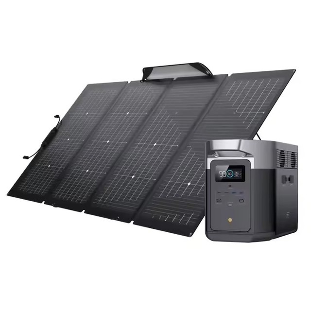 DELTA Max (2000) 2016Wh Portable Power Station for ECOFLOW Solar Generator with 220W Solar Panel and 6 AC Outlets Car Source