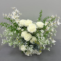 Fleur artificielle haut de gamme effet soie, rouge forêt, en pot, pour la décoration de lieux de mariage et d'événements intérieurs/extérieurs