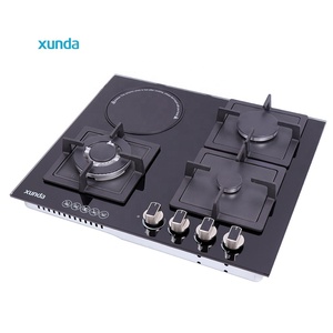 Cocina Multiusos Xunda de 4 Quemadores Híbridos con 3 Quemadores de <span class=keywords><strong>Gas</strong></span> <span class=keywords><strong>y</strong></span> 1 Eléctrico, Superficie de Vidrio de Inducción Infrarroja para Uso en Hoteles <span class=keywords><strong>y</strong></span> Autocaravanas - Product Image 3