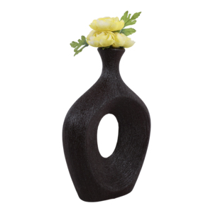 Vaso in Ceramica Ovale con Ritagli, Alto, Moderno, Decorativo per Soggiorno, Camera da Letto, Ufficio, Tavolo d'Appoggio - Product Image 2