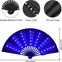 Kipas Tangan Bambu Besar Bergaya Musik dengan Tulang Bambu, Dilengkapi Lampu LED Ramah Lingkungan 33cm, untuk Pesta