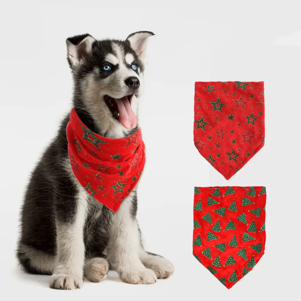 Großhandel Haustier Dekoration Luxus verstellbare rote Mode Günstige Hautpflege Weiche benutzer definierte Weihnachts hund Bandana