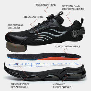 أحذية أمان للرجال من YIZHONCO مع شبكة من الفولاذ العلوي تسمح بالتهوية مانعة للإنزلاق CE رجل أحذية آمنة للوزن - Product Image 2