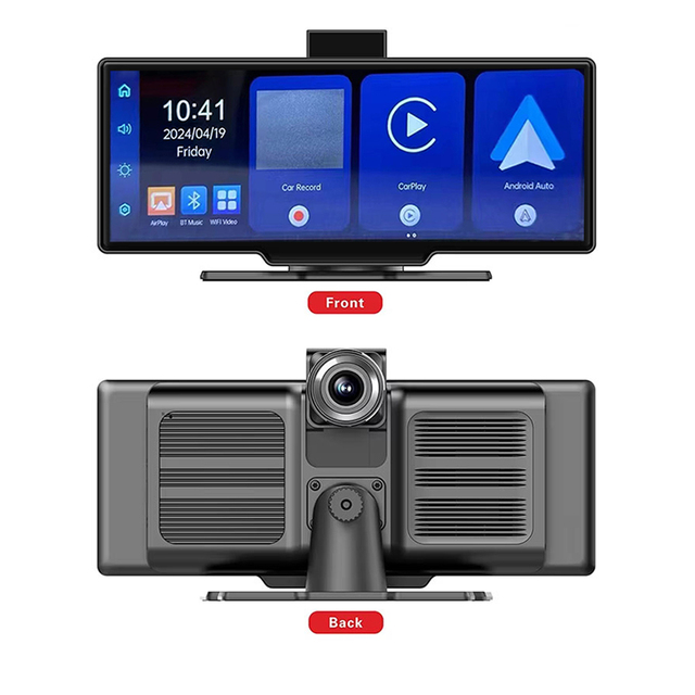 10.26 Inch IPS Touch Car Monitor with 1080P DVR Dash Camera Android Auto Carplay Screen TV Combination Phone Casting Monitor