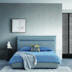 Vente en gros de meubles Tête de <span class=keywords><strong>lit</strong></span> nordique capitonnée Base de <span class=keywords><strong>lit</strong></span> en bois bleu King Size Up-cadre de <span class=keywords><strong>lit</strong></span> rembourré pour <span class=keywords><strong>2</strong></span> personnes 1.8m - Product Image 2