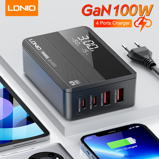 LDNIO A4809C Wholesale Price Multi Port Usb Gan 100w Multi Port Wall Charger Usb Charger Station Laptop Super Fast Charging