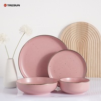 Service de Vaisselle Moderne en Céramique de Luxe 16 Pièces, Assiettes et Bols en Grès Mat, Compatible Micro-ondes et Lave-vaisselle, Ensemble pour 4 Personnes