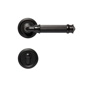 Poignée de porte moderne en alliage de zinc à <span class=keywords><strong>prix</strong></span> <span class=keywords><strong>d</strong></span>'usine, noire, avec serrure silencieuse et clés, pour chambre, salle de bain, maison, bureau, hôtel, villa - Product Image 1