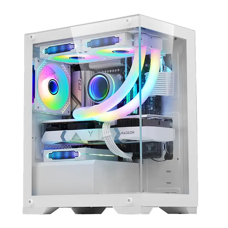 ATX /M-ATX PC Gaming Case für Desktop-CPU-Server-Schrank Computer gehäuse und Türme USB 3.0 Transparente Glasscheibe mit ARGB-LED-Lüftern