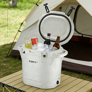 Glacière ronde rotomoulée 27QT à sortie directe d'usine avec règle de mesure de poisson, maintien de la glace pendant 5 jours pour le <span class=keywords><strong>camping</strong></span> et la pêche - Product Image 1