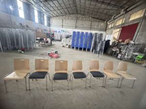 Chaise de formation en contreplaqué courbé avec grand tabletteur et étagère à livres, chaise d'étudiant pour cours et salles de classe - Product Image 5