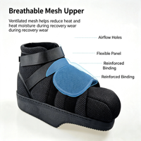 Botte post-opératoire réglable à tige haute pour décompression de l'avant-pied, avec protection d'orteil amovible, en maille, Velcro et cale en TPR, pour la récupération des blessures à l'orteil