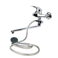 Vente directe usine : Ensemble de robinetterie de baignoire moderne et minimaliste en alliage de zinc chromé, style russe et d'Asie centrale, avec cartouche céramique, pour eau chaude et froide, avec douchette