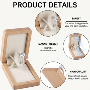 Expositor de Anillos de Madera con Cojín de Terciopelo, Elegante Soporte para Joyas, Regalos para Compromiso, Matrimonio y Aniversario - Product Image 2