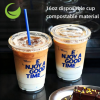 Fabricant de gobelets à emporter ZF, gobelet en PLA compostable de 16 oz, jetable, personnalisable, transparent, à usage unique, pour boissons, café glacé, gobelet en plastique