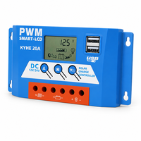 Contrôleur de charge solaire 12/24V automatique 20A avec sortie USB 1.2A, écran LCD, compensation de température et faible consommation en veille pour système solaire