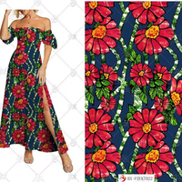 Tissu en rayonne imprimé numériquement, style batik, imprimé à la cire, pour robe femme, vêtements d'été