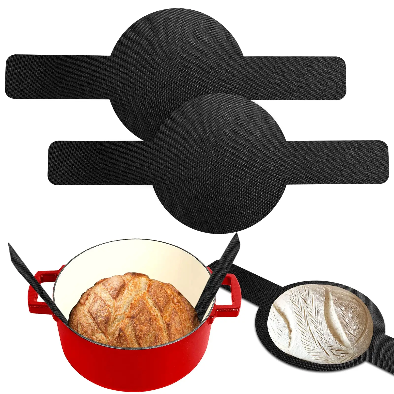 2Pcs Baking Mat for Dutch Oven Bread Baking, Reusable Non-stick Bread Sling,Bread Making Tools and Supplies
