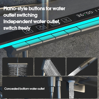 Système de douche thermostatique à affichage numérique, commande intelligente par touches piano, pommeau de douche pluie en acier inoxydable avec barre coulissante