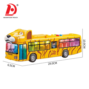 Bus touristique inertielle pour enfants avec figurines d'animaux (léopard, <span class=keywords><strong>girafe</strong></span>, panda, chèvre, guépard), ensemble de jeu véhicule safari avec lumières et sons - Product Image 4