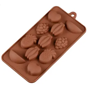 Molde de borracha para fazer 11 cavidades, molde de borracha de chocolate, sorvete, frutas, ferramentas de bolo, logotipo personalizado, cozinha, 10 peças