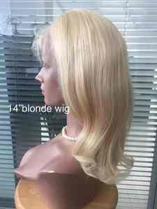 Perruque Emeda haut de gamme entièrement confectionnée à la machine, cheveux humains vierges 100% alignés sur la cuticule, perruque juive avec ligne de cheveux naturelle, 14 pouces, blonde - Product Image 1