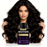 Capsules de biotine, collagène et kératine en marque privée OEM, favorisent la croissance des cheveux, l'élasticité de la peau et la force des ongles, végétaliennes, non-OGM, 60 unités