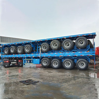 Zambie Tri essieux 60 tonnes 20/40 pieds conteneur expédition plate-forme haute plate-forme à plat camion semi-remorque à vendre