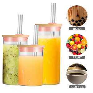 Hot Sell 20oz Tasse à thé Smoothie Cup Bubble Wine Glass Tumbler avec paille et couvercle en bambou - Product Image 2