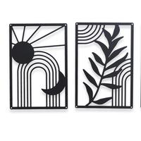 Décoration murale en métal noir, 3 pièces, art mural abstrait bohème, décoration moderne du milieu du siècle, art mural minimaliste