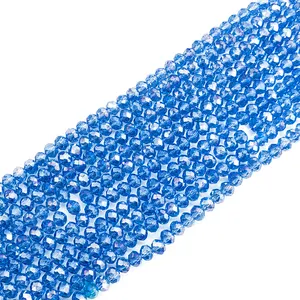 Factory Cheap Price 2/3/4/6/8mm Loose Beads Faceted Crystal Tyre Beads Rondelle Glass Beads For Jewelry Making
