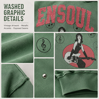 Sweat à capuche graphique personnalisé délavé à l'acide, coupe oversize à épaules tombantes, imprimé et brodé pour homme – Du pack technique au produit fini