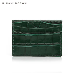Tarjetero de Cuero Italiano Verde Brillante Hiram Beron para Hombre, Servicio OEM Personalizado - Product Image 4