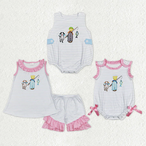 Conjunto de Ropa de Verano para Bebés y Niñas Pequeñas RTS, con Bordado de Gansos, Lazos y Flores - Product Image 5