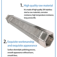 Tube filtrant en acier inoxydable 304 rond/carré/hexagonal, maille perforée, résistant à la chaleur, pour fumoir à granulés de barbecue, 6-12 pouces