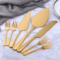Goldene Kuchen- und Gebäckbesteck-Sets, Kuchenmesser und Servierbesteck aus Edelstahl für Partys