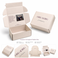 Boîte d'emballage personnalisée beige avec fermeture éclair et bande de déchirement pour cosmétiques et perruques, avec logo sur mesure