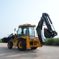 Excavadora Retroexcavadora 3CX 4WD, Excavadora de Ruedas Todoterreno, Motor Yuchai, Bomba Dingfeng, Sistema de Control Hidráulico, Global