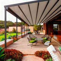Pergola électrique pliante en aluminium avec toit rétractable, auvent en PVC imperméable, commande manuelle ou à distance, pour balcon, patio, cour extérieure