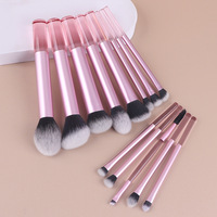 Ensemble de 14 pinceaux de maquillage professionnels, pinceaux de voyage portables, kit d'outils de maquillage multifonction à double extrémité avec sac