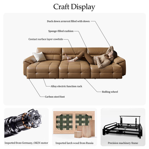 Bộ ghế sofa biệt thự thông minh có thể kéo dài, không cần khoảng trống tường, da thật, điều khiển điện, đa năng, có chức năng giường ngủ - Product Image 3