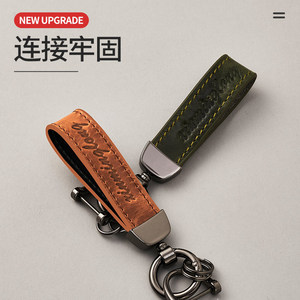 <b>Leather</b> <b>Keychain</b> Rectangular Embossing Printing Durable Metal Key Ring for Men Women Couple - Product Image 1