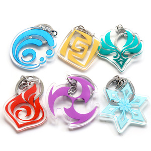 <span class=keywords><strong>Genshin</strong></span>-Llavero de impacto para Cosplay de Anime, colgante con logotipo de doble cara, acrílico, regalos de recuerdo - Product Image 1