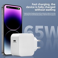 Adaptateur secteur universel PD 65W avec prise EU, charge rapide USB-C pour ordinateurs portables, téléphones et tablettes