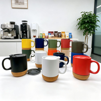 Mug en céramique avec fond en liège et couvercle, résistant à la chaleur, pour impression par sublimation, idéal pour un cadeau